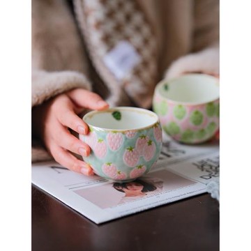 燚坊咖啡杯景德鎮手作陶瓷杯復古可愛草莓杯子高顏值水杯創意拉花