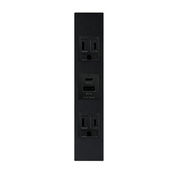 EZ CHARGER 國際牌(R)Panasonic(R)省空間三孔黑色面板-易智 磐石25W 超薄型USB(C+A)+AC安全插座x2