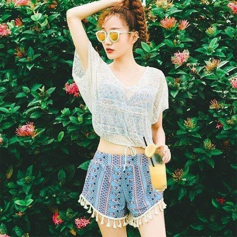 レディース水着体型カバー水着3点セットバンドゥビキニハイウエストオフショルダー紫外線カットビーチ可愛い海 通販 Lineポイント最大0 5 Get Lineショッピング