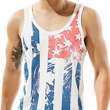 SEOBEAN棉質潮流條紋印花運動背心