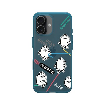 iPhone 17 Clear (相機按鈕) 夜幕藍 - Ugly Rabbit 醜白兔 - 醜白兔的精彩人生