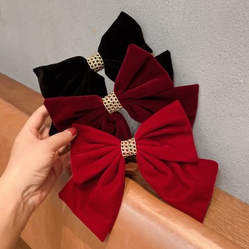【現貨】絲絨鏈條大蝴蝶結髮夾 蝴蝶結髮夾 髮夾 後腦勺頭飾 韓國網紅頂夾 髮飾 鯊魚夾 鱷魚夾 一字夾 一字夾 鯊魚夾