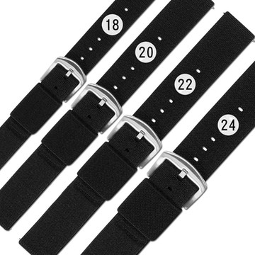 Watchband / 18.20.22.24 mm / 各品牌通用 快拆錶耳 時尚指標 休閒尼龍帆布錶帶 黑色
