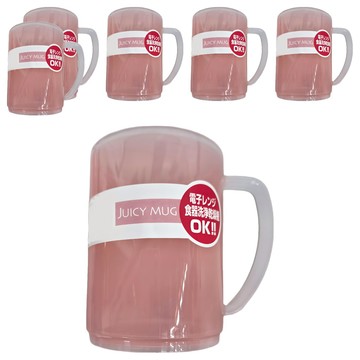 NAKAYA 日本水杯塑膠杯 290ml 6個  透明粉色  1組