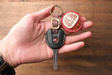 茶皮 餅乾達摩 Honda cb300 CB350 本田機車鑰匙皮套 福神 富士山