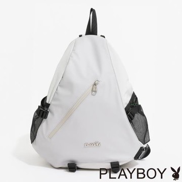 PLAYBOY - 單肩背包 休閒尼龍系列 - 灰色