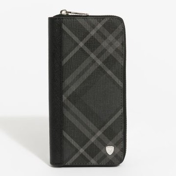 PLAYBOY - 拉鍊長夾  Black Diamond Plaid系列 - 灰色