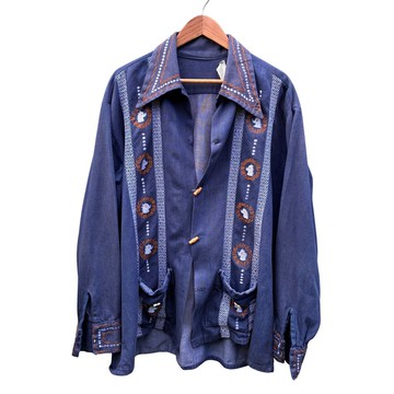 復古 Lera Creaciones 手繡丹寧墨西哥觀光紀念夾克