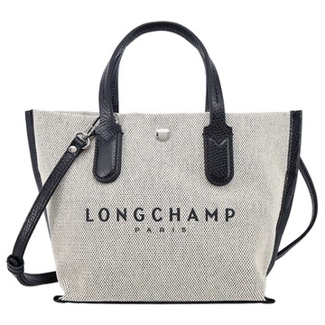 LONGCHAMP ESSENTIAL系列帆布LOGO字母手提/斜背兩用包(迷你/亞麻)