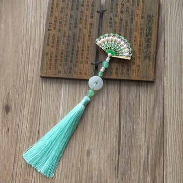 民族風旗袍壓襟扣流蘇掛件漢服配件扇子古典中國風掛件胸針別針女