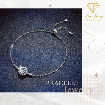 【CF鑽飾】莫桑鑽《微鑲圓包》1克拉手鍊 手鏈 鑽石手鍊 雙11七夕 飾品 生日 告白 情人禮物 送禮 禮盒