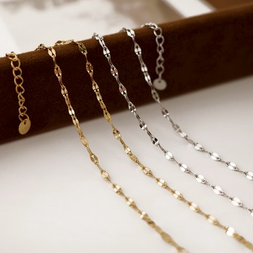 [鈦鋼.項鍊]  閃閃嘴唇鏈鈦鋼項鍊 (金色/銀色)【UME】防水洗澡可戴 / 基本款 / 無吊墜項鍊 / 鍍18K金