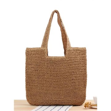 店長推薦歐美時尚單肩草編包森系手工編織包休閑百搭大容量沙灘包