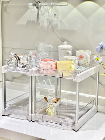 桌面櫥櫃水杯置物架馬克杯陳列架茶杯茶具玻璃杯子收納架雙層托盤初色家居馆 雙11全館免運