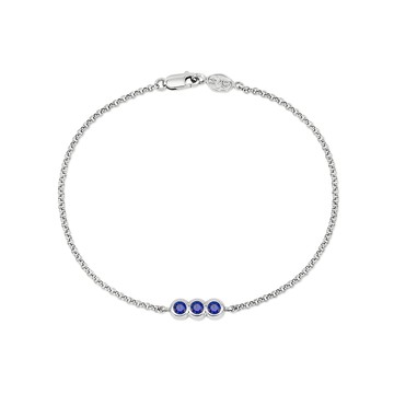 9k Round 3mm Trio Sapphire Dewdrop Chain Bracelet