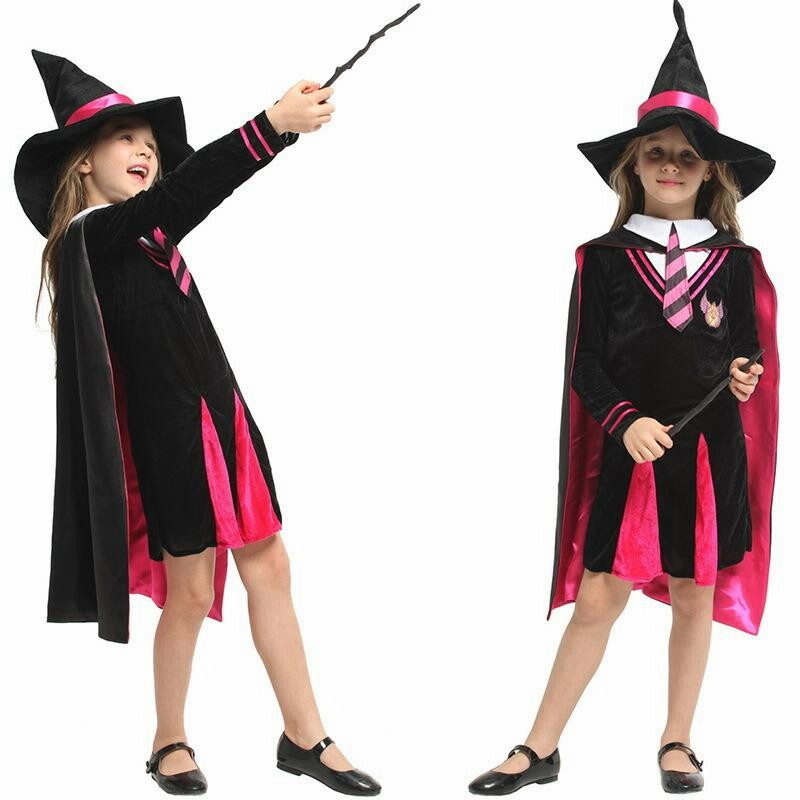 ハロウィン コスプレ 子供 マント 魔女 帽子 セット コスチューム オレンジ - 4