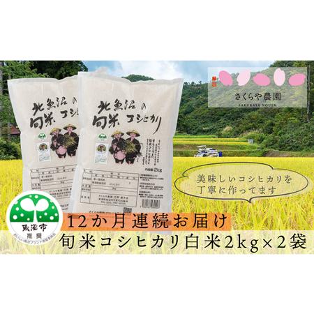ふるさと納税 北魚沼の旬米コシヒカリ（精米）4kg（2kg×2袋）12か月連続お届け 新潟県魚沼市