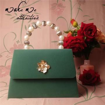 復古山茶花女包vintage珍珠手提包古著單肩斜挎鏈條包新娘結婚包