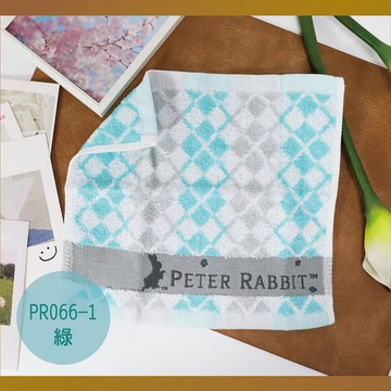PR066-1彼得兔菱格紋小方巾（綠）25CM*25CM
