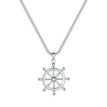 鈦鋼項鏈男潮原創設計船舵吊墜項鏈男生精致高街輕奢毛衣鏈網紅