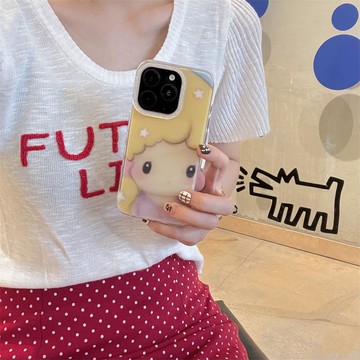 日系可愛星星手機殼 黃發女孩保護殼 適用iPhone16蘋果15ProMax/14/13手機殼新款