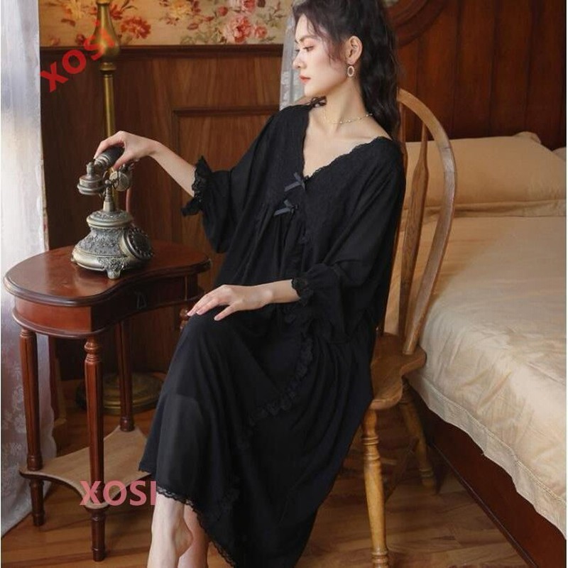 ヴィジョン ストリートウェア レディース ネグリジェ 春秋 モダール パジャマ 長袖ネグリジェ ロング丈 レースネグリジェ シースルー ナイトロープ ルームウェア 大人可愛い 姫風ワンピース 通販 Lineポイント最大get Lineショッピング