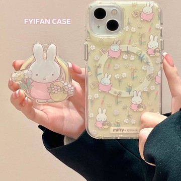 小清新卡通米菲兔磁吸支架適用三星s25ultra手機殼s24/s23fe新款a56a55a16防摔note20硬殼note10保護殼a34a15