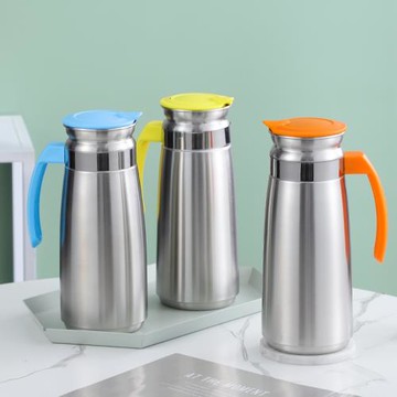 韓式不銹鋼冷水壺家用加厚耐熱涼水壺帶蓋大容量餐廳茶水壺咖啡壺