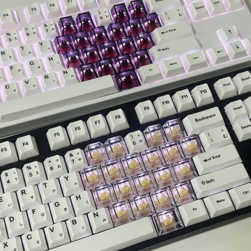 DIY透明愛心鍵帽 pc材質原廠高度適配磁軸鍵盤心形鍵帽鍵帽愛心