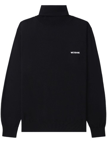 We11done - logo-embroidered high-neck jumper - women - Viscose/Polyester - M - Black