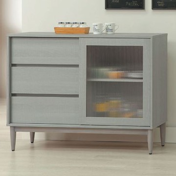 文創集 維亞4尺推門三抽低餐櫃-119x40x209cm免組