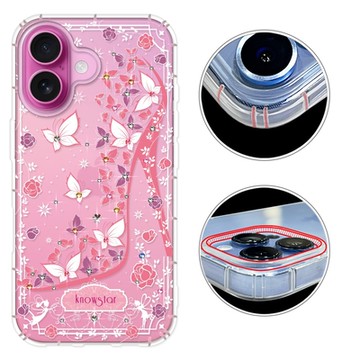KnowStar iPhone17/16/15/14/13/12系列 奧地利彩鑽防摔手機殼-玫瑰仙履Air/16e/ProMax/Plus/SE