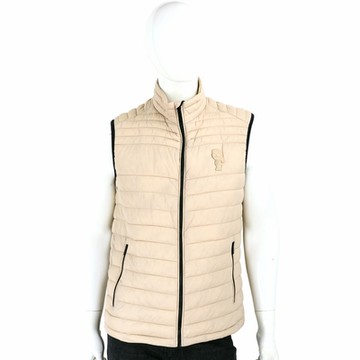 KARL LAGERFELD 卡爾 K/IKONIK 2.0側身Q版老佛爺卡其衍縫背心(男款)