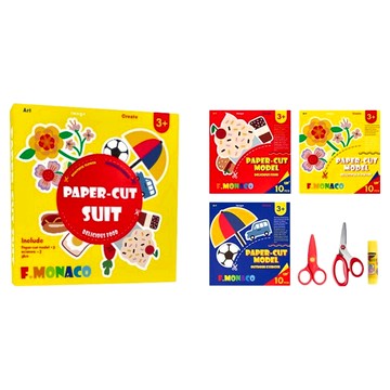 FLOWER MONACO 剪紙套裝 10 件 3歲以上  食物主題 + 花朵主題 + 戶外主題 彩虹色  1組