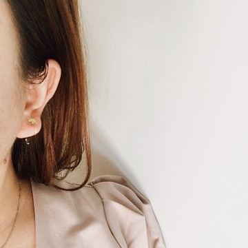 Enko |  草原上的夜晚 大小象不對稱 茶晶 14K包金耳夾