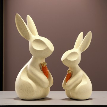 兔子擺件情侶生日結婚禮物客廳玄關電視酒柜裝飾樹脂工藝品禮物