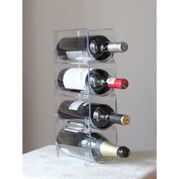 層疊式冰箱收納酒架瓶架飲料架透明可疊加展示架葡萄酒水杯規整架
