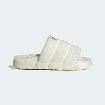 Adidas Adilette Essential W IF3965 女 涼拖鞋 厚底 毛絨絨 保暖 三葉草 白