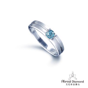 Alesai 艾尼希亞鑽石 藍色鑽石 30分 男戒 鑽戒 培育鑽石 (3EX 車工 藍鑽 FANCY VIVID BLUE)