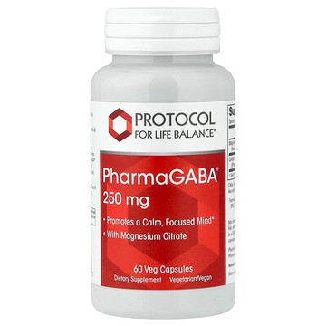 Protocol for Life Balance, 含檸檬酸鎂的 PharmaGABA® 膠囊，250 毫克，60 粒素食膠囊