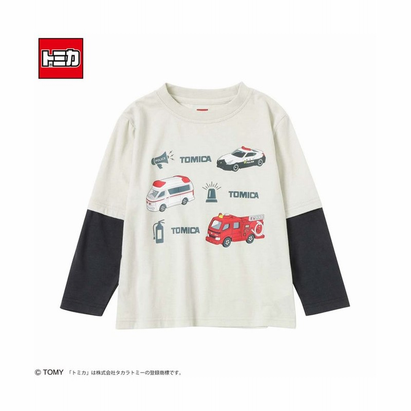 トミカ　タンクトップ　サイズ100 パトカー　消防車　救急車　グリーン