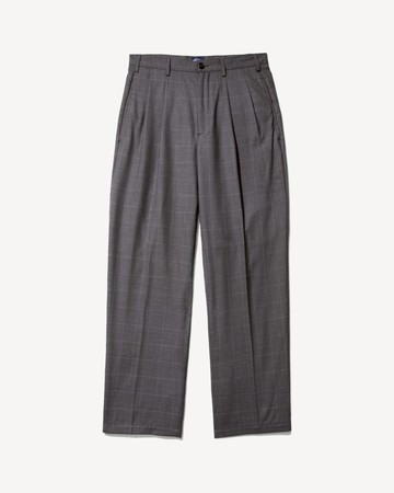 Noah Double-Pleat Trouser Charcoal Windowpane / 30