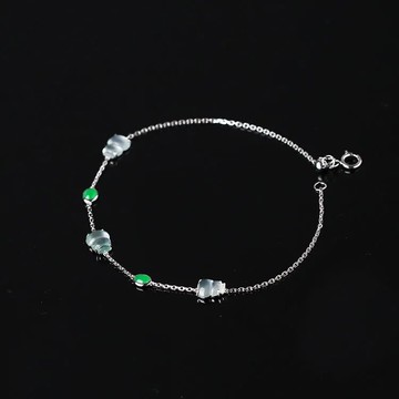 s925純銀鑲白冰玉髓葫蘆泡泡珠手鏈甜美潮百搭時尚氣質高級簡約款