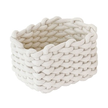 Hoom 禾慕生活 編織收納籃 奶霜白 棉繩  小款(18 x 14 x 13cm)  1個