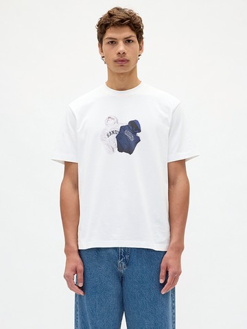 男女同款 Gap x SANDY LIANG聯名 印花圓領短袖T恤-白色