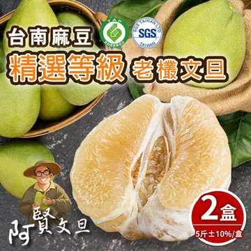 【阿賢文旦】精選等級老欉文旦禮盒5斤x2盒(6-8顆/盒)-8/20起陸續出貨