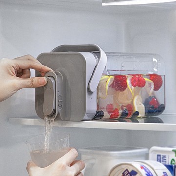 日本霜山 按壓式戶外用大容量冷水壺(附濾嘴)-3.5L-多色可選