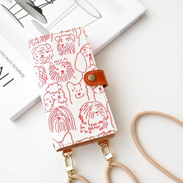 相容於所有型號 智慧型手機外殼 筆記本型 垂直懸吊零件 [Dog Days] 智慧型手機肩背 AE76C