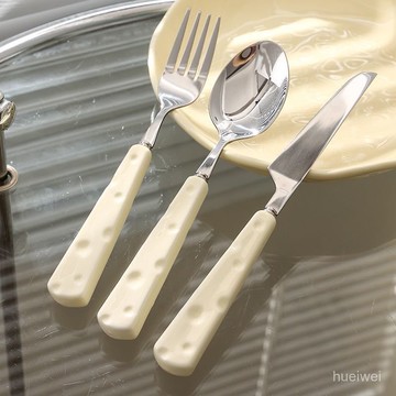 小🐑甄選🐑【3支裝】顔值可愛ins奶酪勺子叉子三件套學生兒童便攜餐具套裝 HDIJ