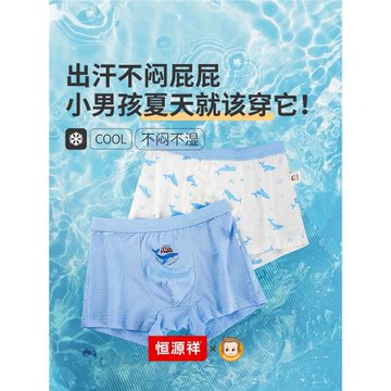 恒源祥兒童內褲夏季薄款男童平角短褲中大童寶寶青少年a類四角褲